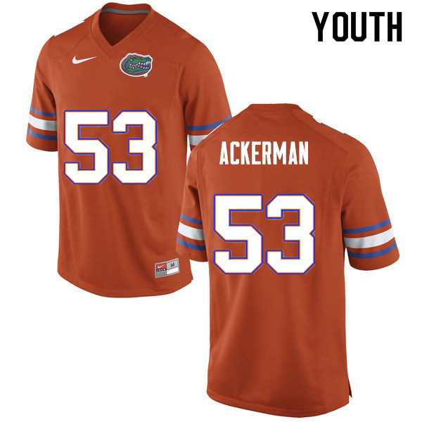 Youth #53 Brendan Ackerman Florida Gators College Football Jerseys Sale-Orange - Click Image to Close